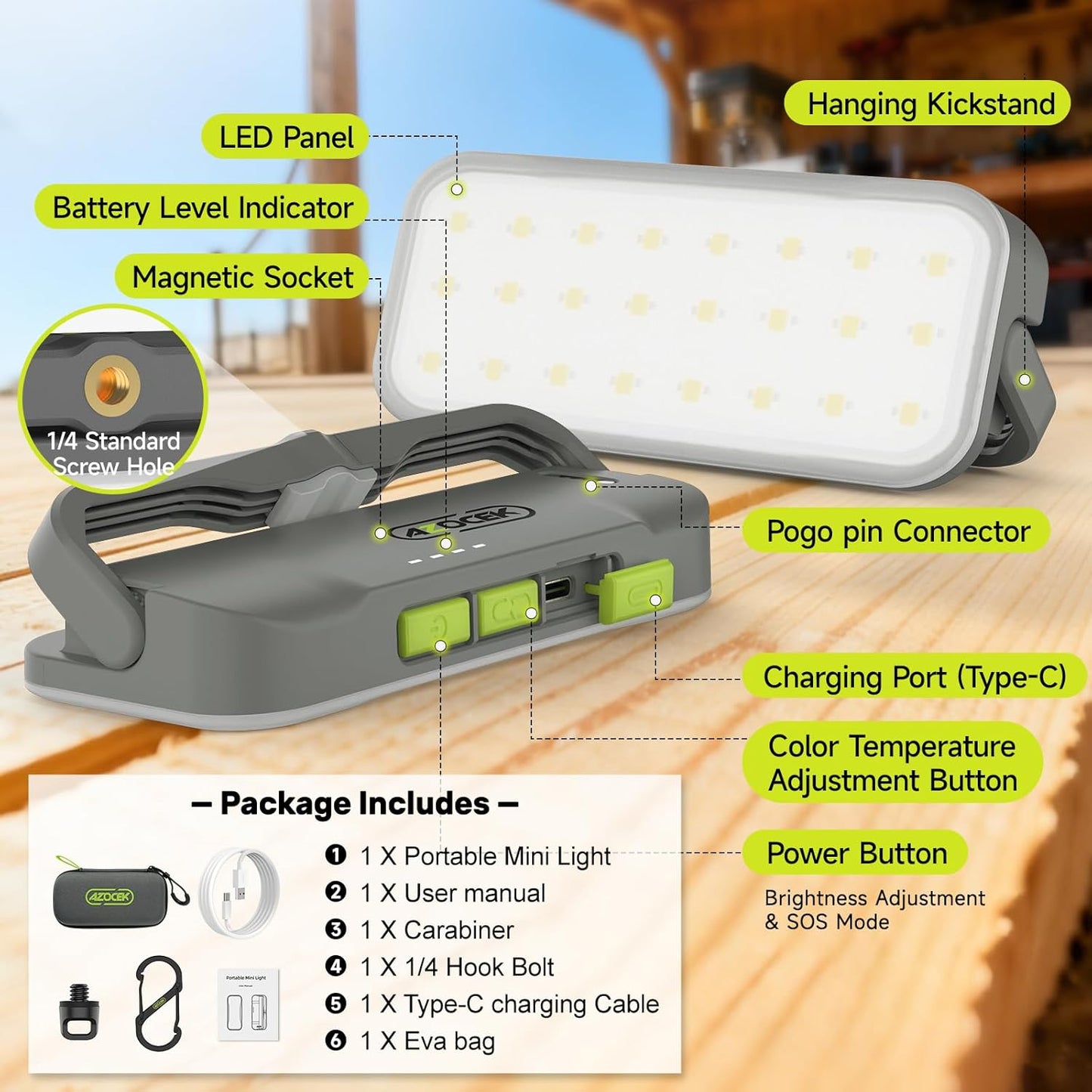 Luz trabajo LED recargable 600lm con trípode