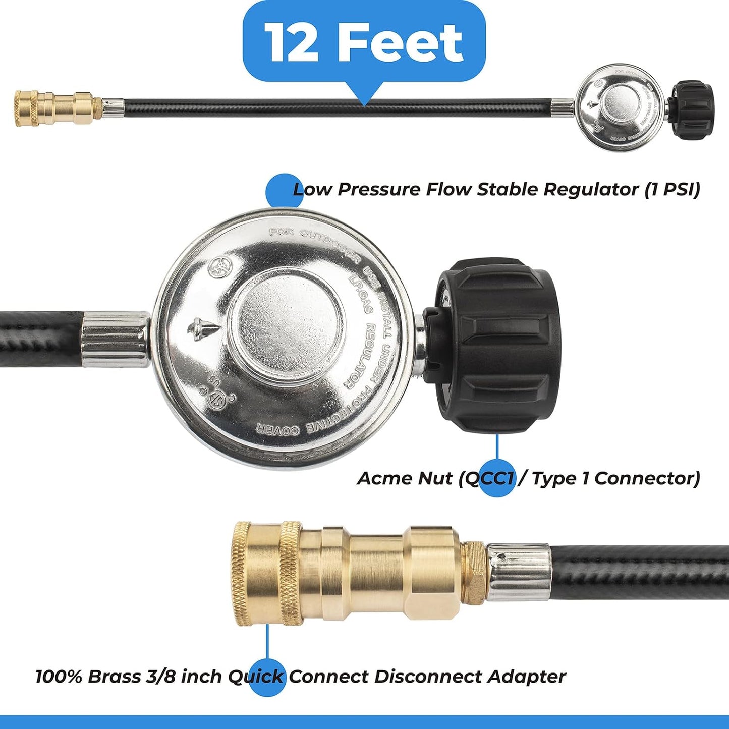 Manguera adaptadora para calentador Big Buddy 12pulg 3/8pulg