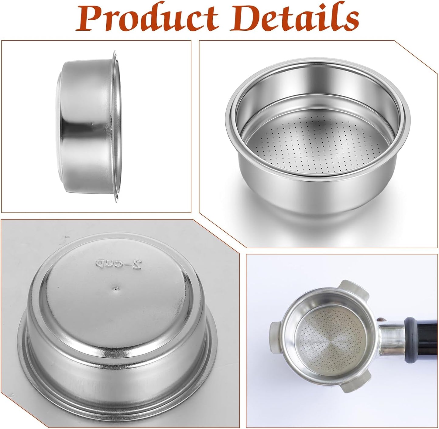Filtros de café de acero inoxidable para máquina de espresso 2.008 pulgadas