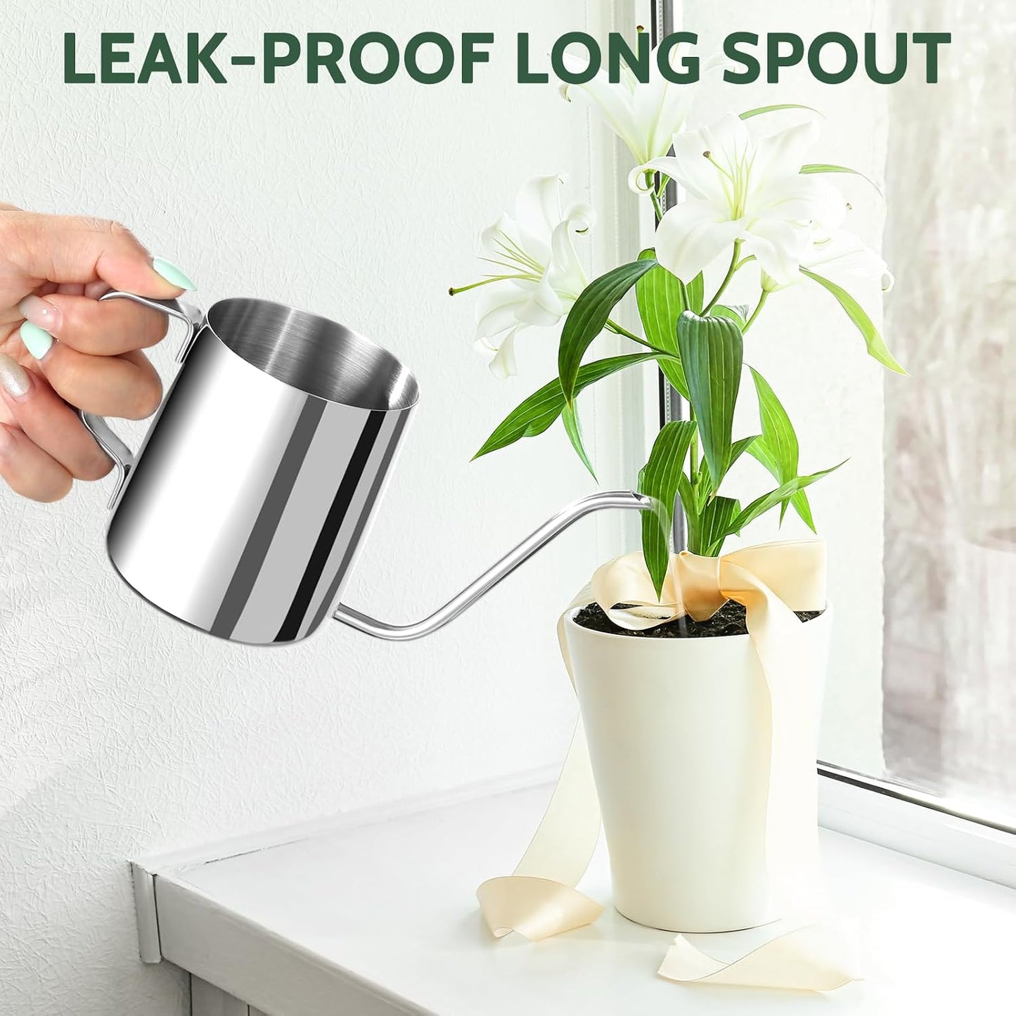 Regadera mini para plantas interiores 12oz acero inox