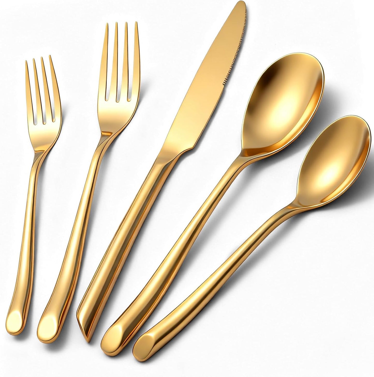 Set 40 Pzas Cubiertos Acero Inox Dorado Servicio 8