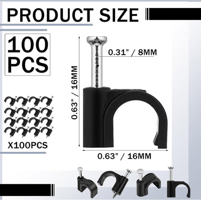 100 Clips Tubo Riego 1/4 y 3/8pulg Conector Negro