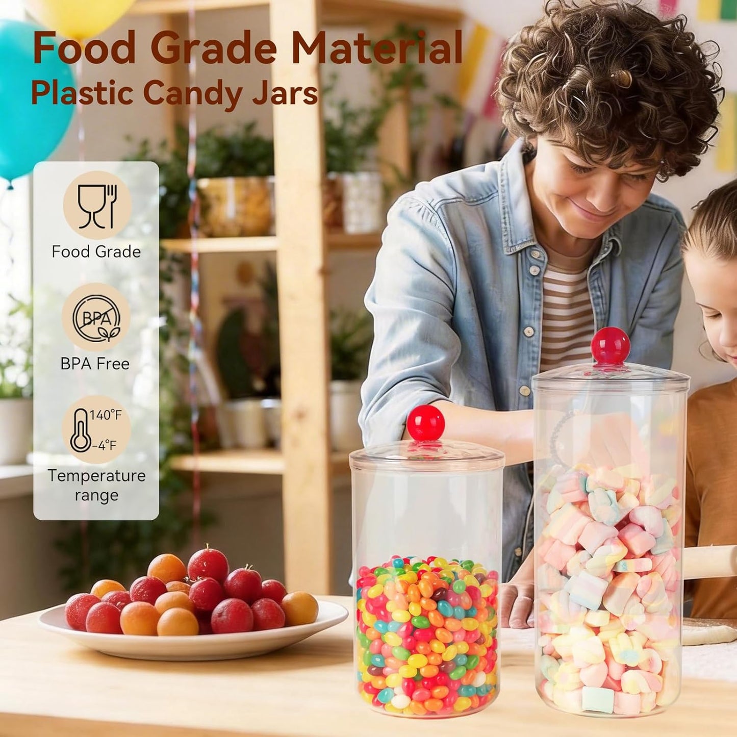 Tarros plástico transparente para almacenar dulces 67oz