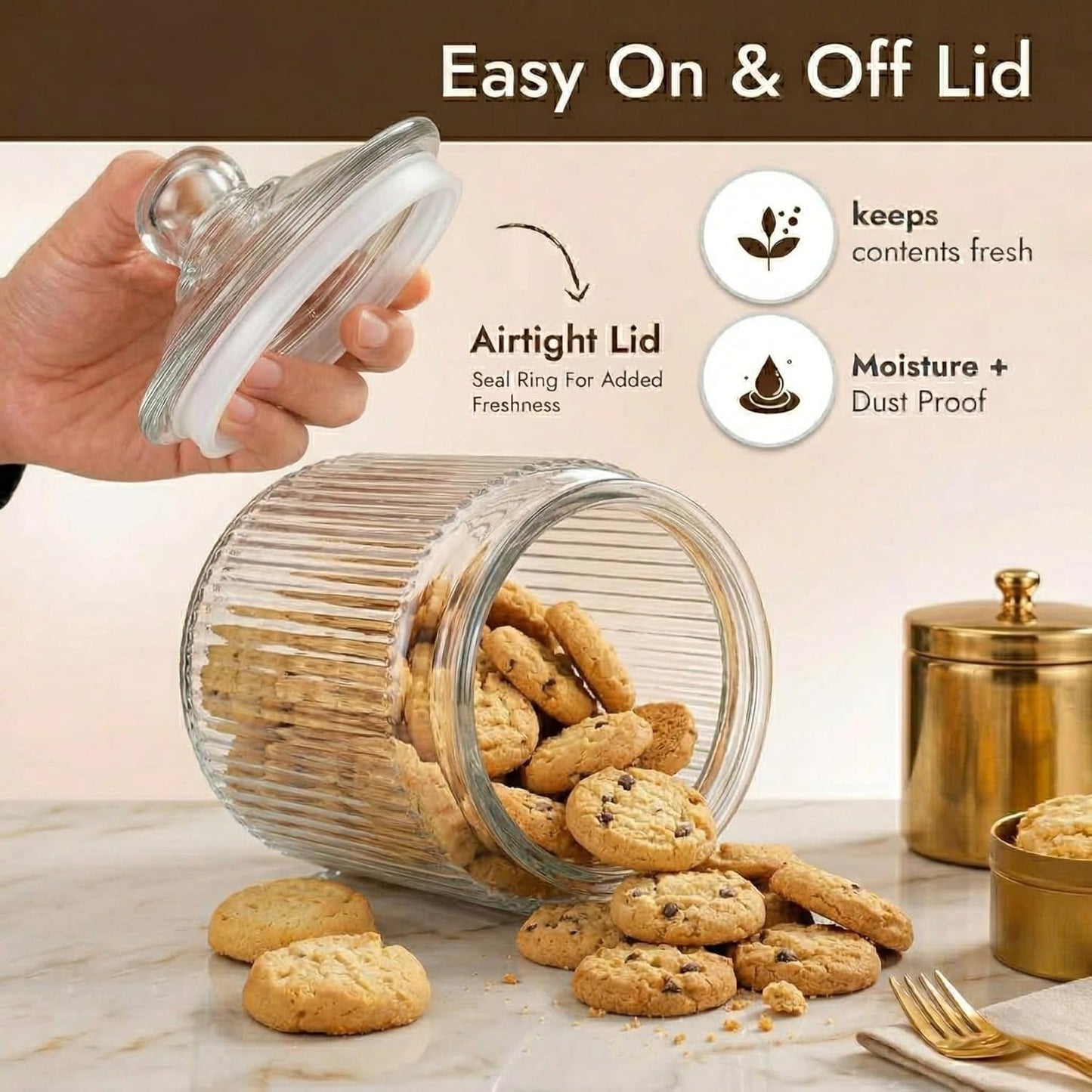 Tarro de galletas de vidrio 1 galón con tapa hermética