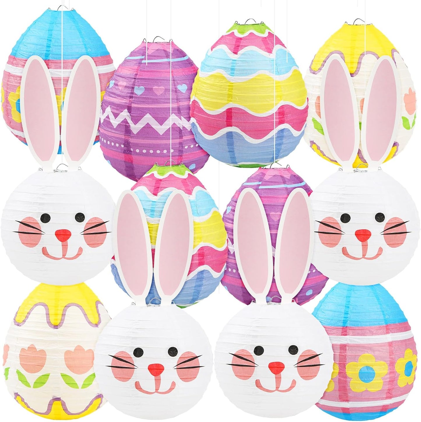 12 Linternas Pastel Estilos Huevos Pascua Conejos Fiestas