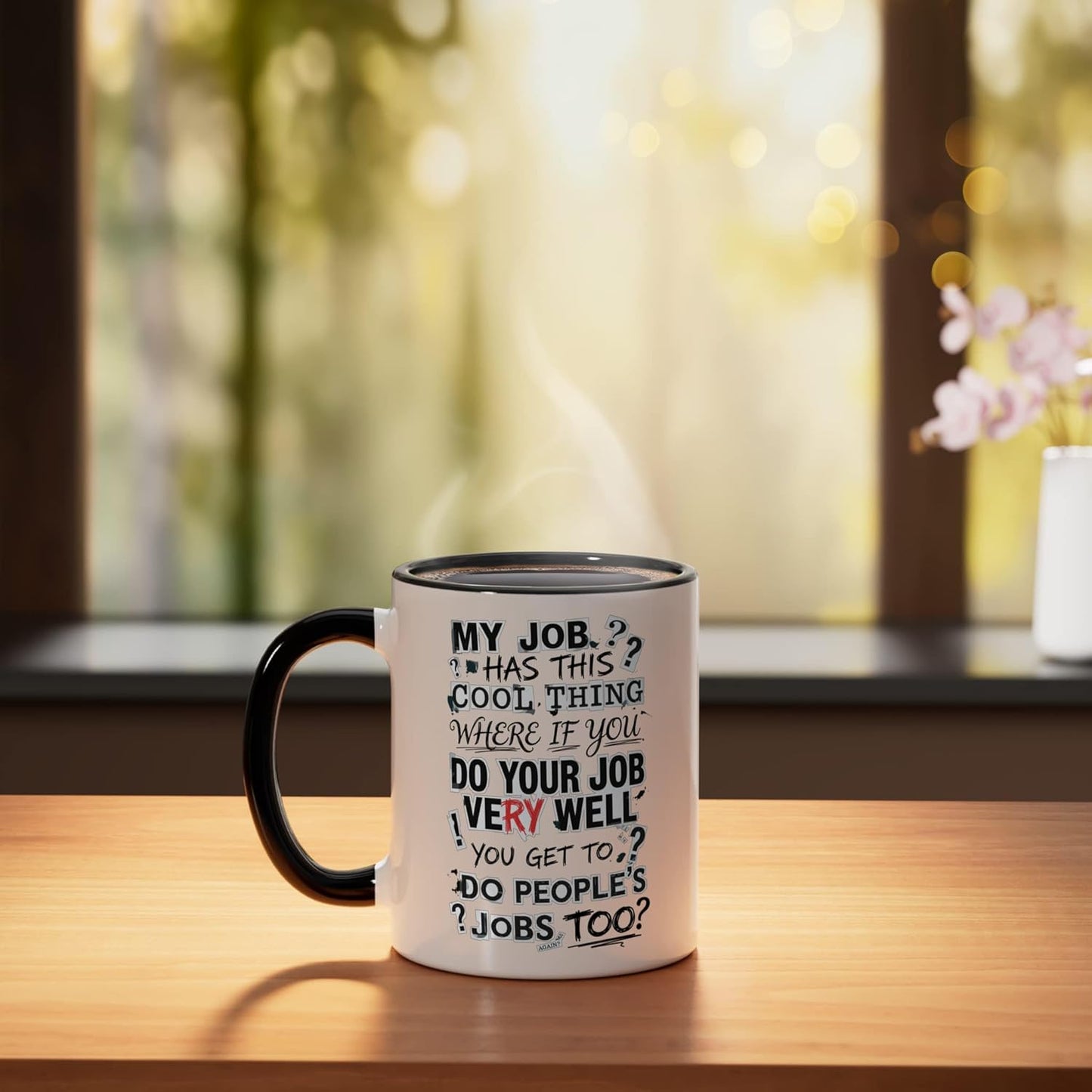 Taza Cerámica Meme Trabajo Negro/Blanco