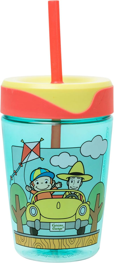 Vaso plástico a prueba de derrames con tapa y pajilla 17.5oz