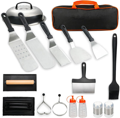 Juego herramientas parrilla acero inox asar aire libre