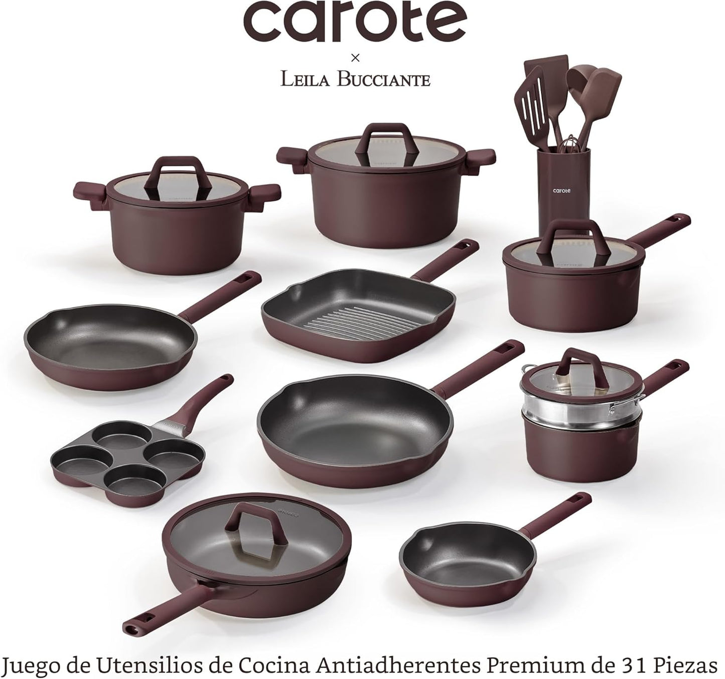 Set 31 Ollas Sartenes Antiadherente Titanio Granito Sin PFOA