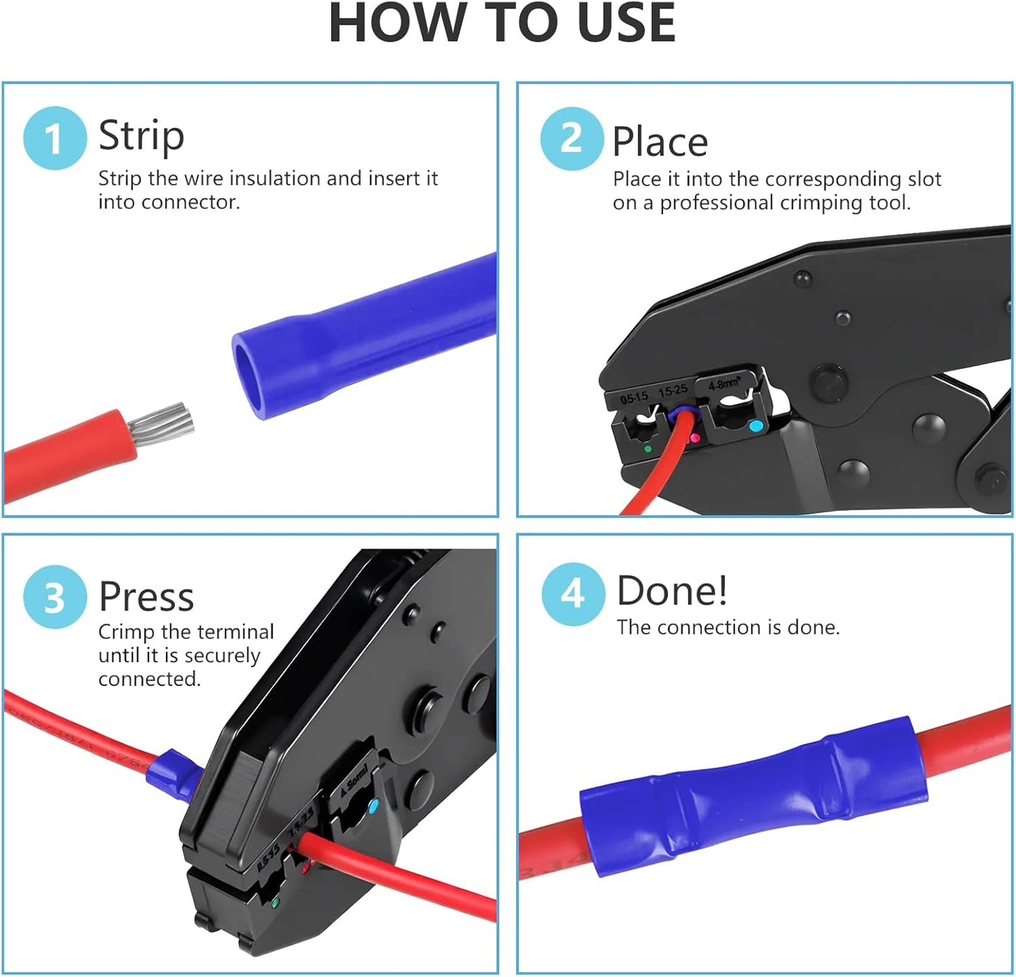Conectores crimpado cables 16-14 AWG azul pack 70
