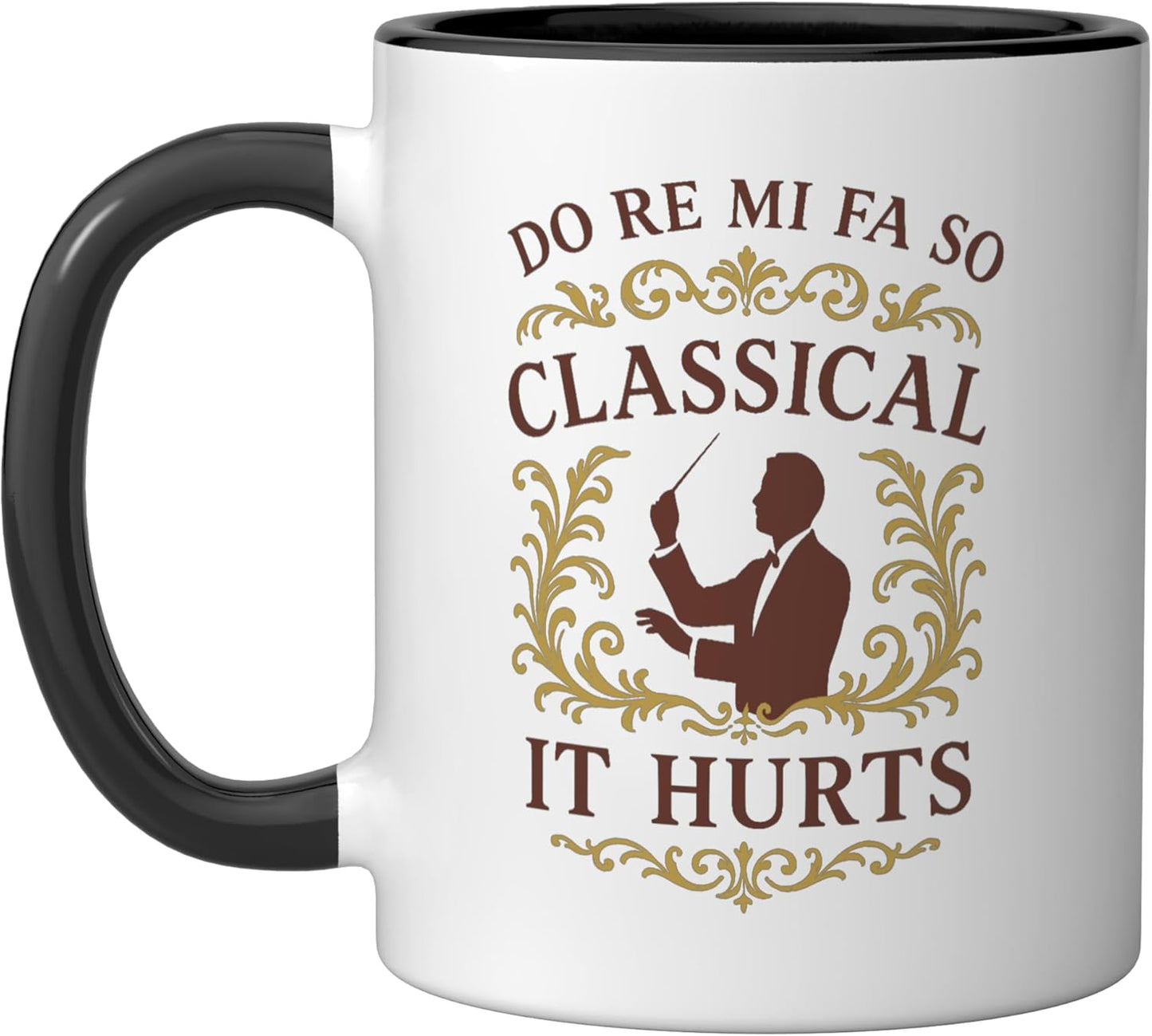 Taza cerámica conductor Do Re Mi Fa So Clásico en negro/blanco