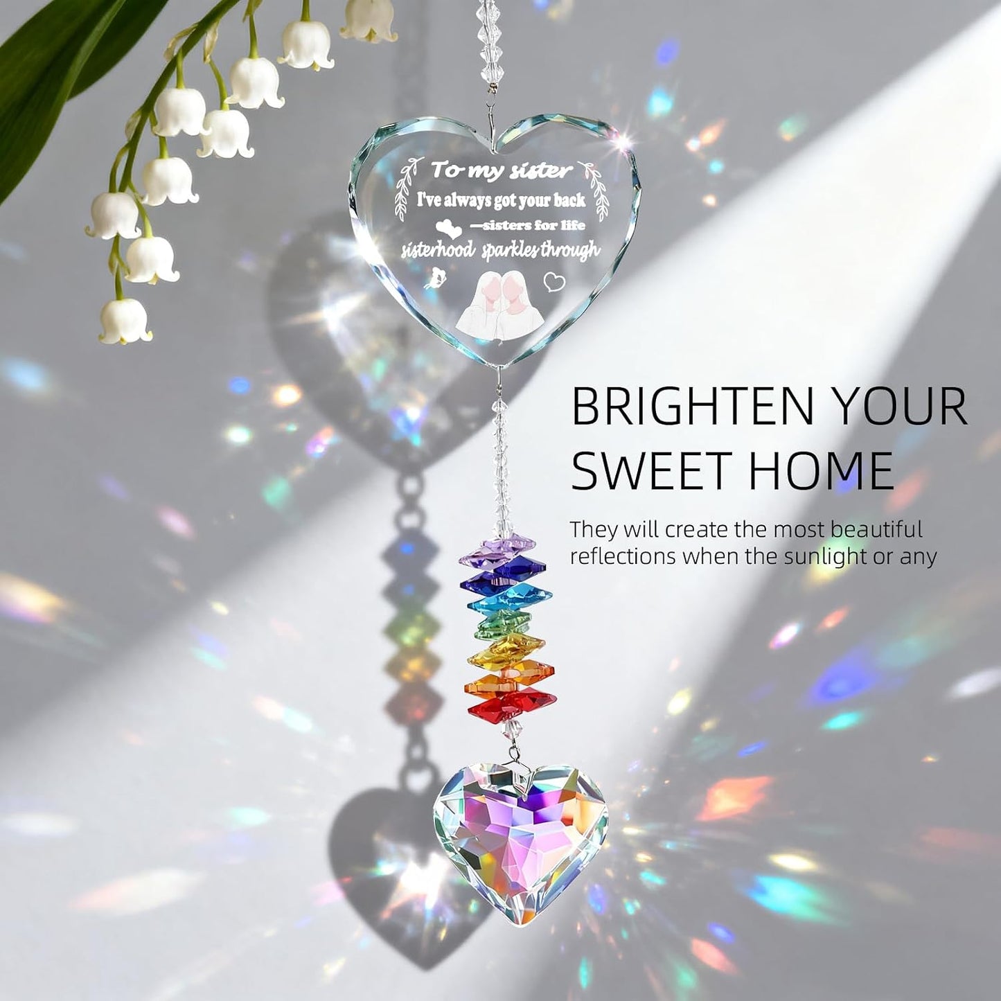 Atrapasoles de cristal decoración para ventana regalo hermana