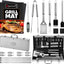 Set 23 accesorios parrilla acero inox con termómetro y alfombrillas