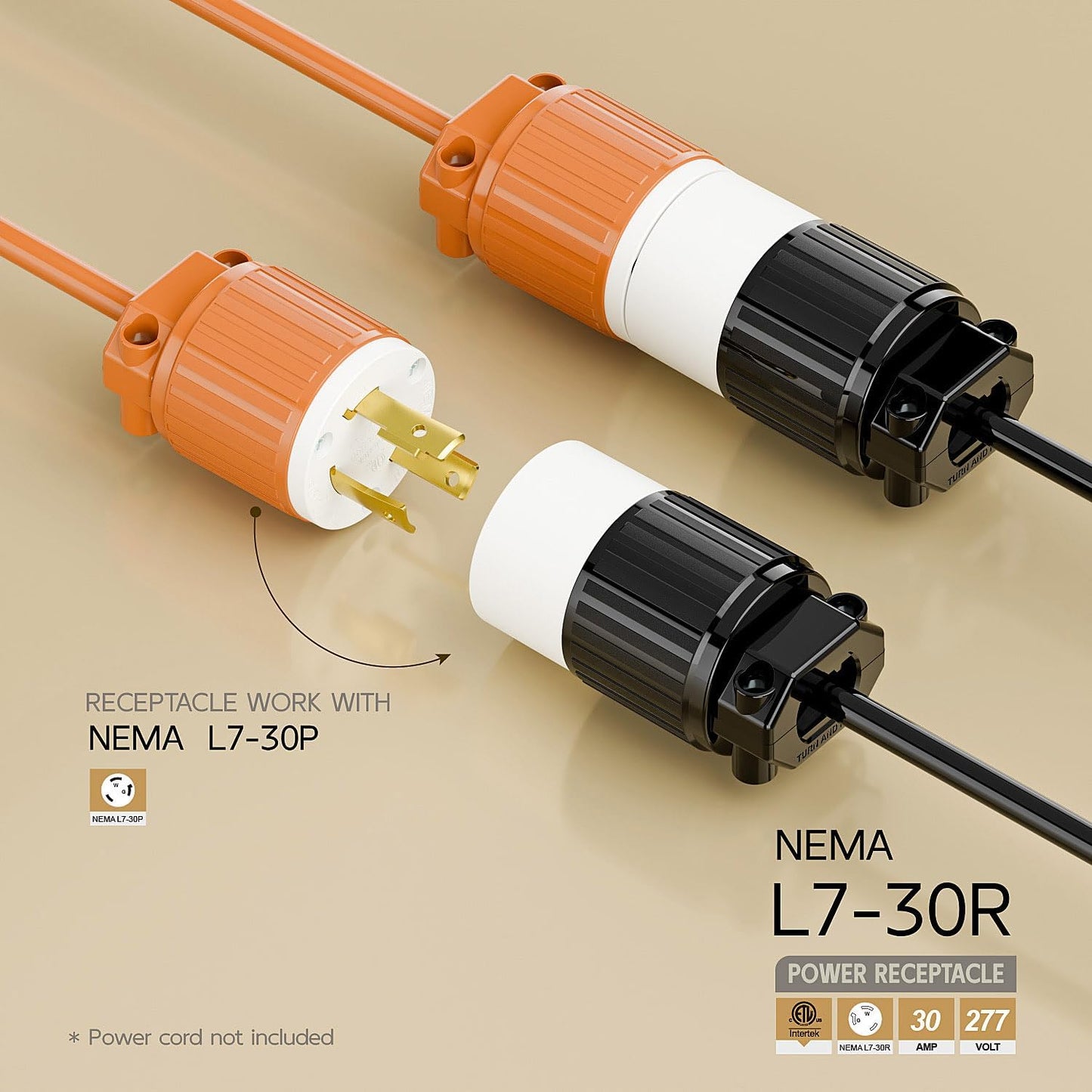 Enchufe L7-30R 30A 277V grado industrial con bloqueo giratorio