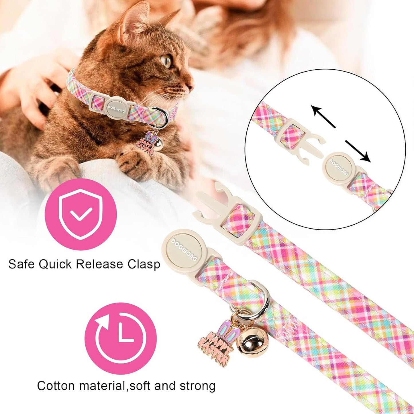 2 Collares Gato Ajustables Pascua Con Campana