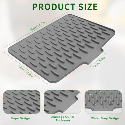 Tapete silicona escurridor 15.8x13pulg antideslizante lavavajillas