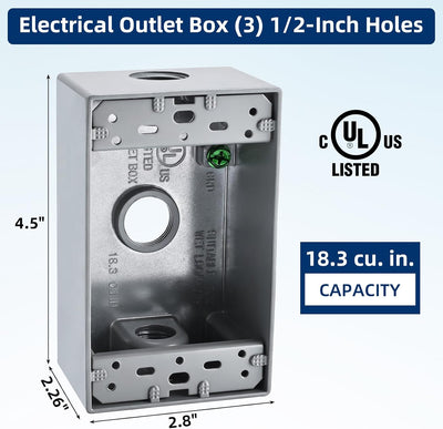 Caja eléctrica exterior 1 banda 3 agujeros 1/2pulg cert UL set 4