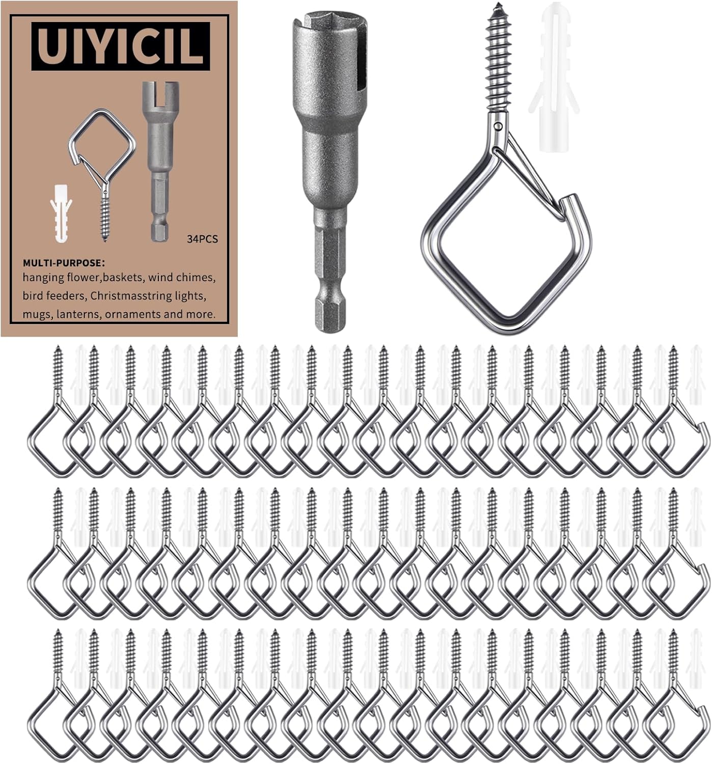 Ganchos acero inox para colgar luces interiores