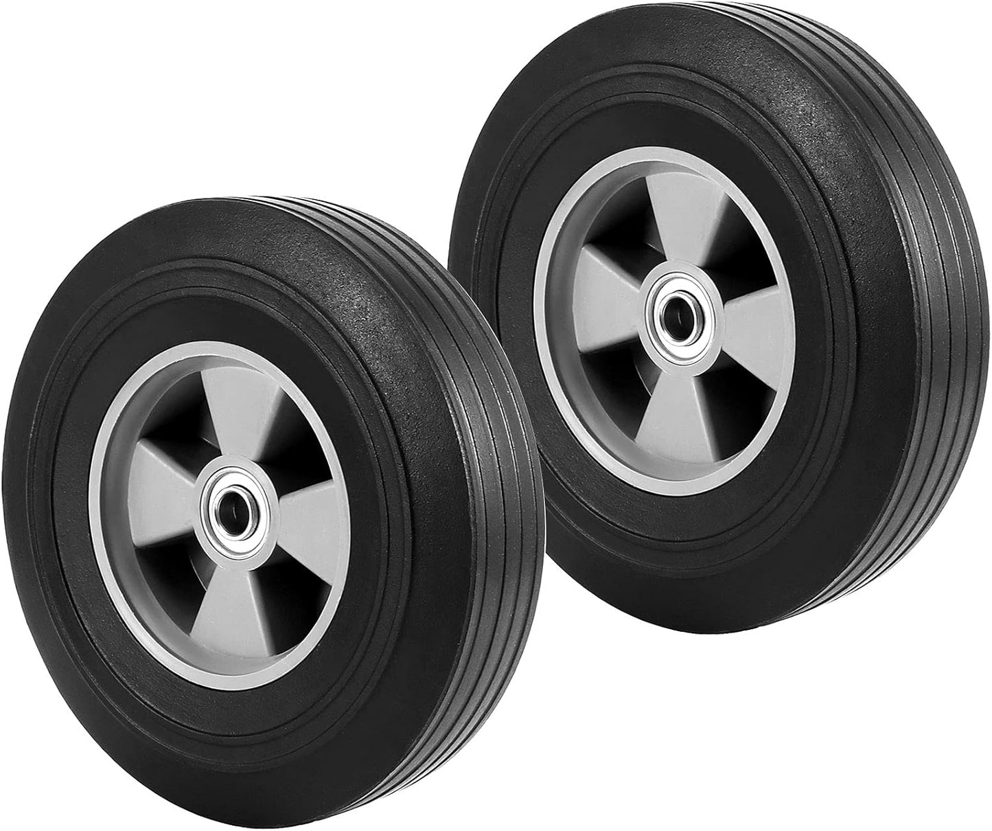2 Ruedas Mano Goma Sólida 10pulg 5/8pulg Bola 330lb Universal