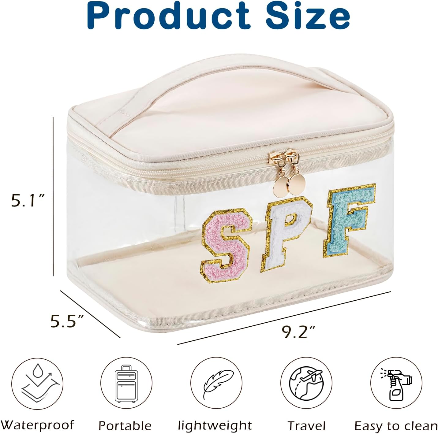 Bolsa maquillaje transparente impermeable con cremallera