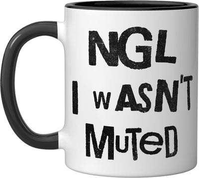 Taza cerámica NGL I Wasn't Muted Funny Meeting Quote Negro/Blanco