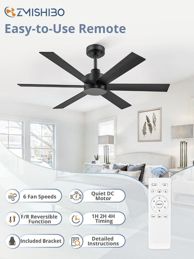 Ventilador techo 48pulg 6 aspas motor DC silencioso