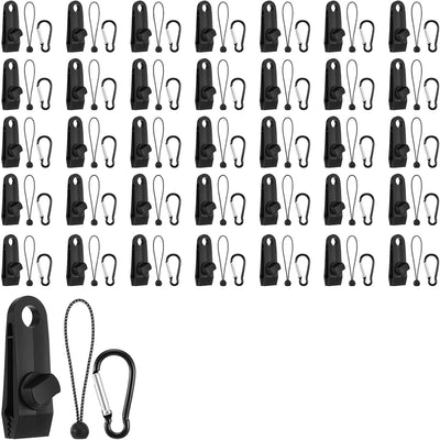 Set 108 clips lona resistentes con mosquetones y cuerdas elásticas