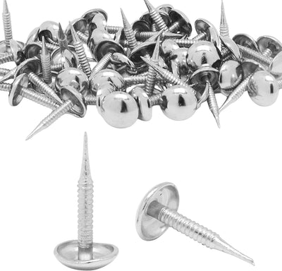 100 Clavos Plateados Roscados Cabeza Redonda para Tapicería