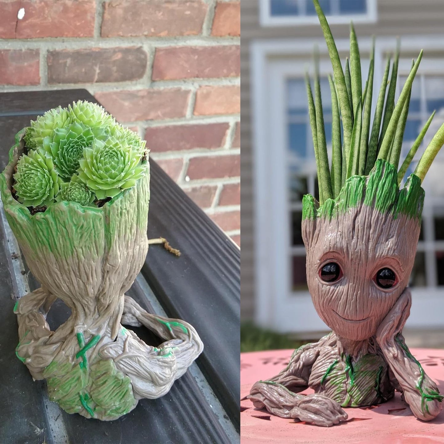 Maceta 6pulg diseño Groot bebé con drenaje marrón