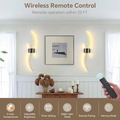 2 Apliques Pared LED Recargables Con Control Remoto