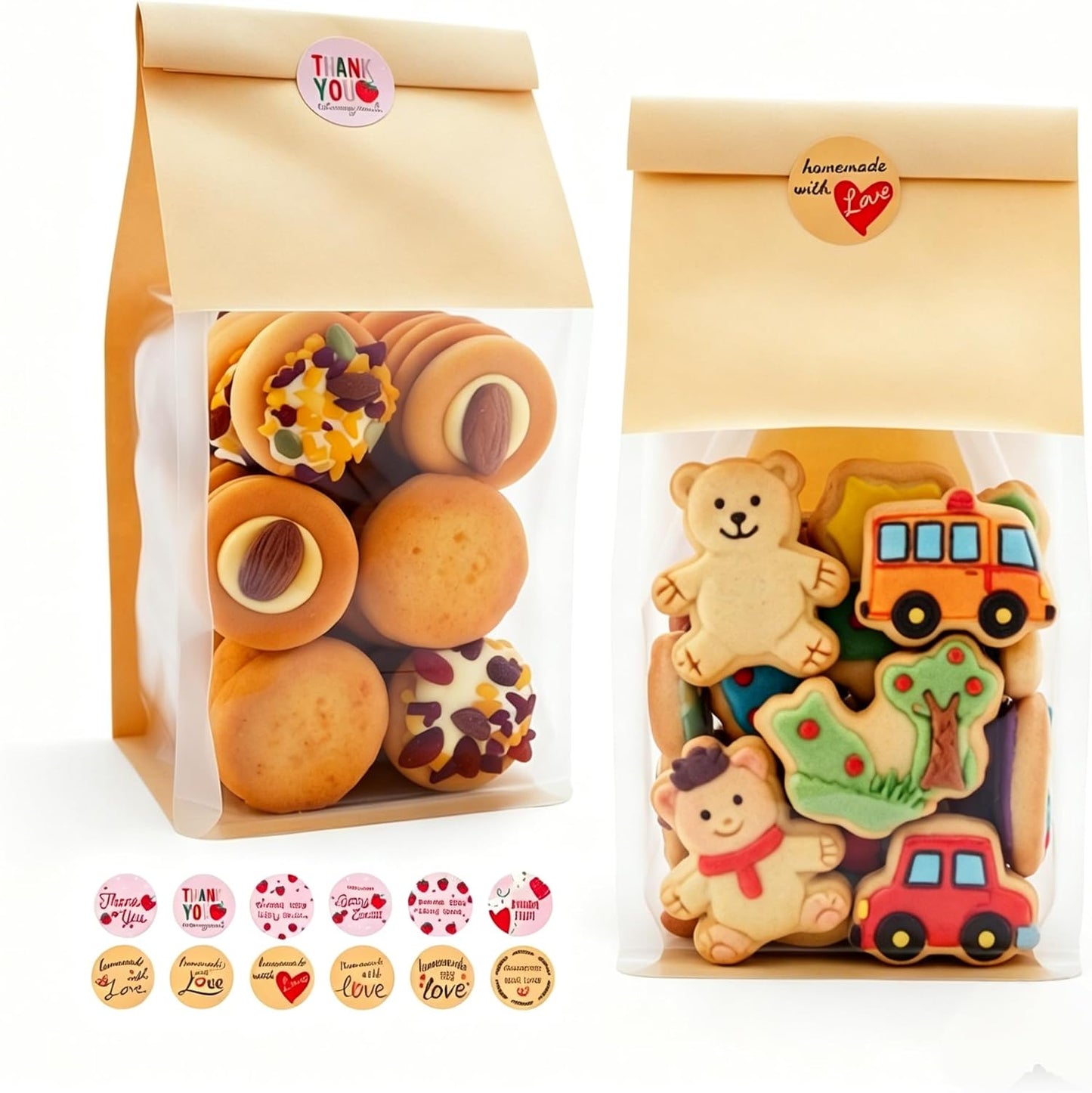 Bolsas de galletas resellables con ventana 50 unidades