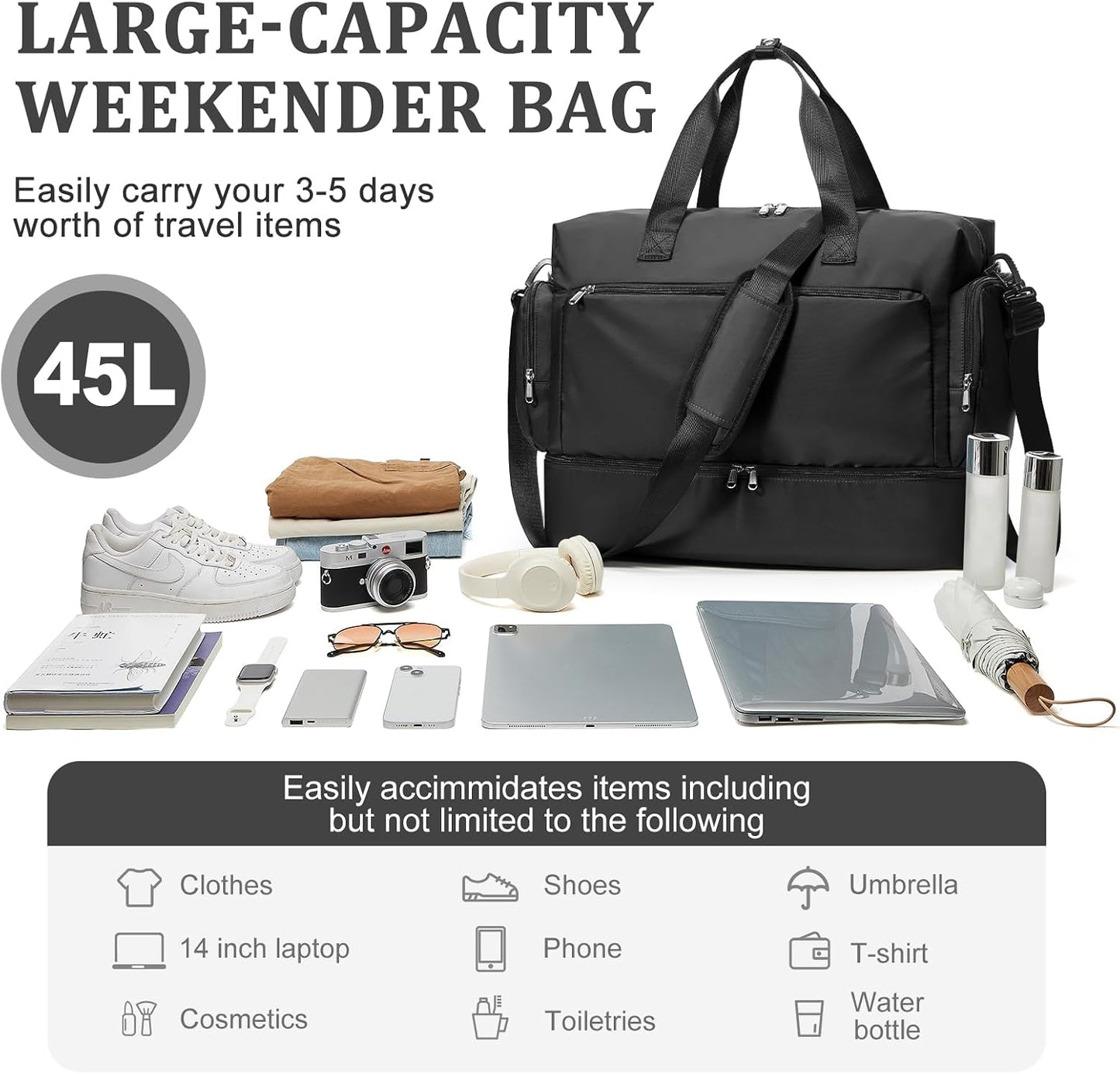 Bolsa de viaje fin de semana con compartimento para zapatos