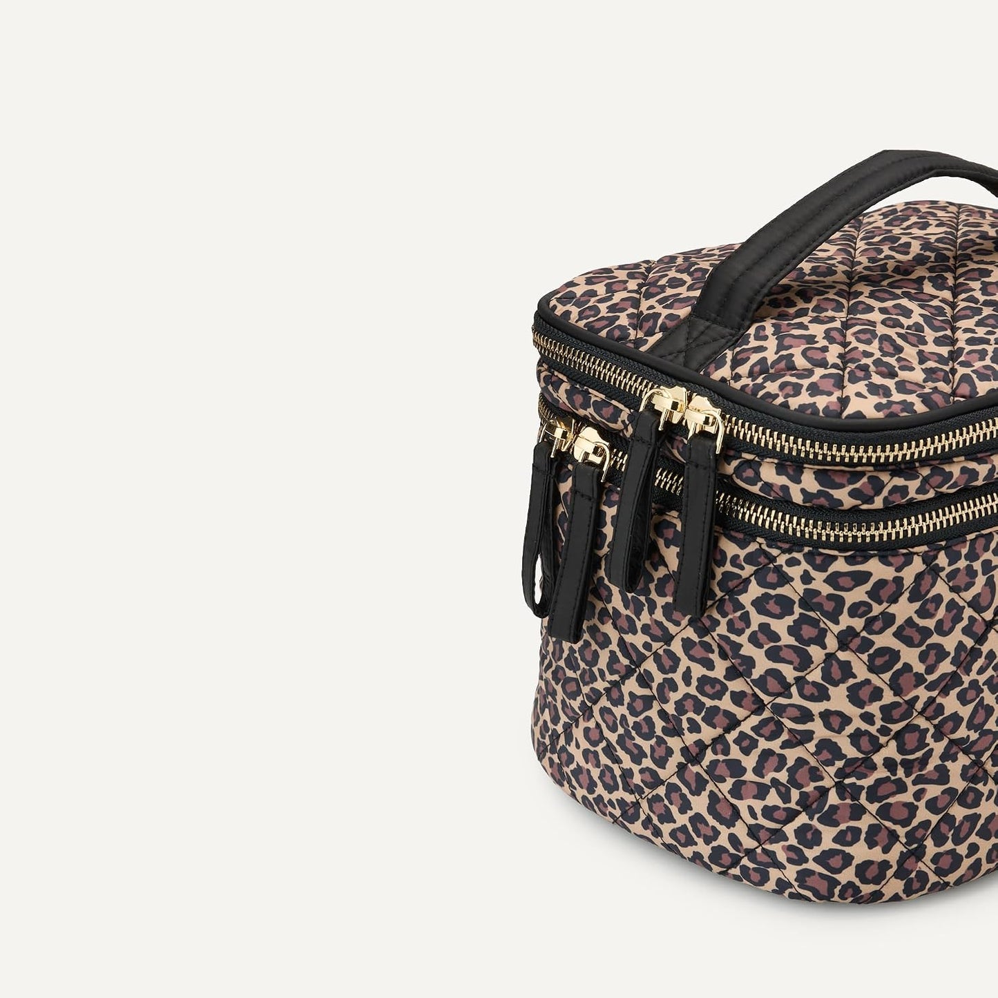 Estuche cosméticos acolchado mujer brochas leopardo