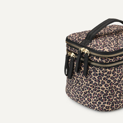 Estuche cosméticos acolchado mujer brochas leopardo