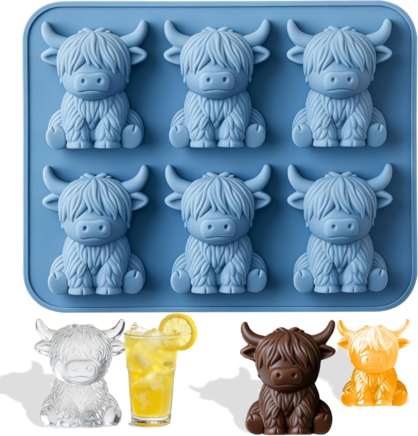 Bandeja de silicona 3D para cubos de hielo en forma de vaca
