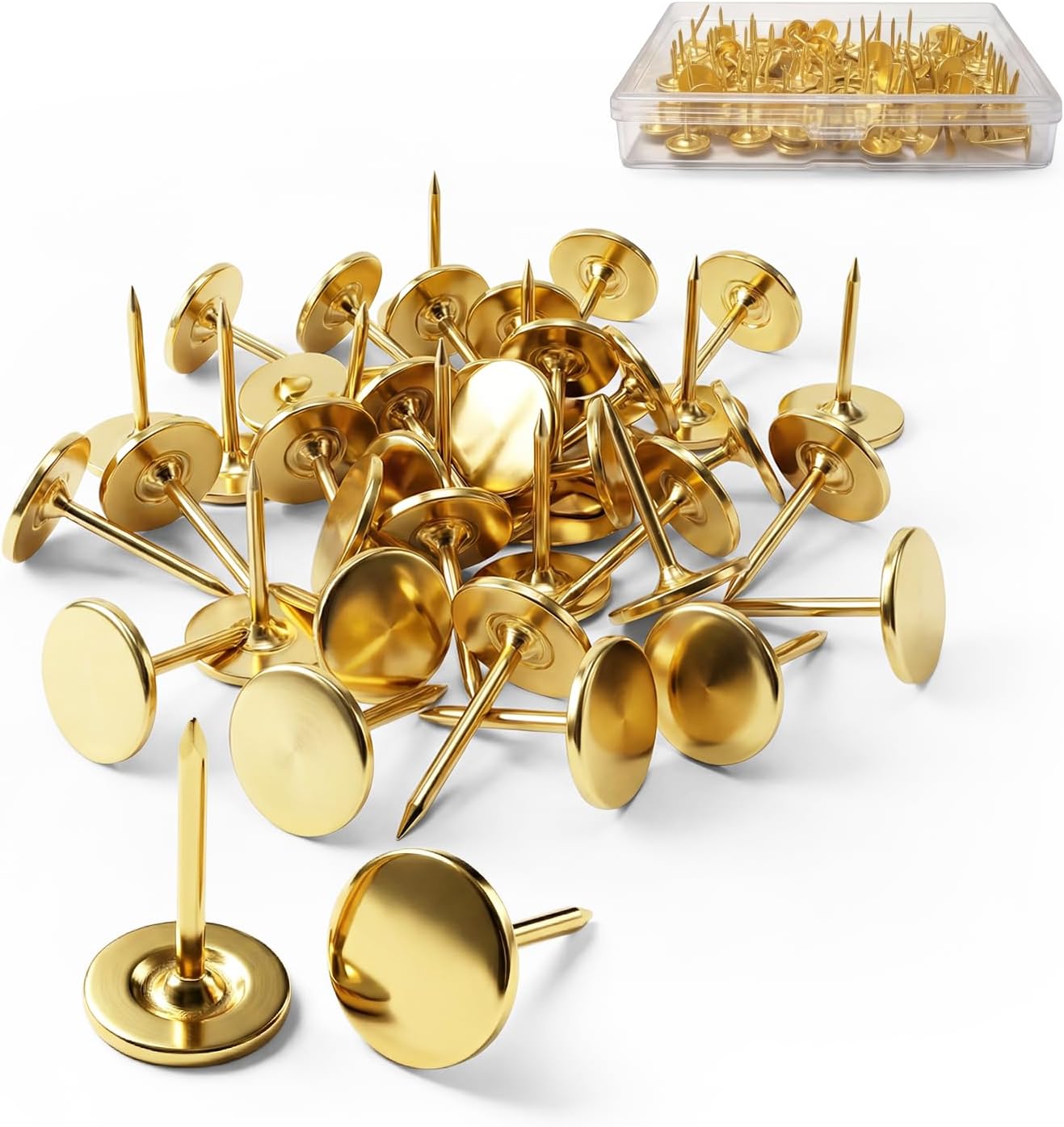 100 Tachuelas Doradas Resistentes para Pared y Hogar