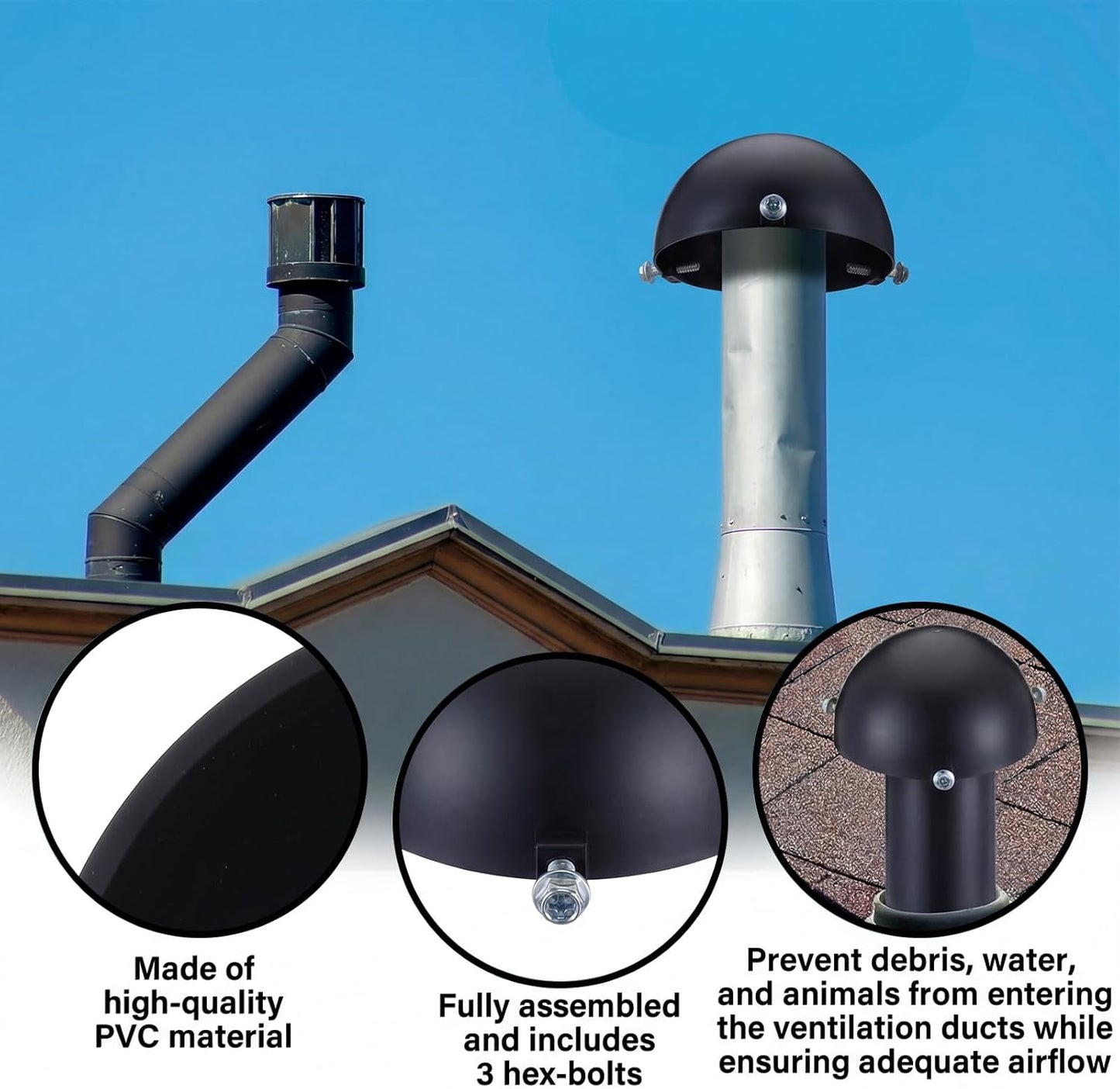2 Tapas Ventilación Techo PVC 3-4pulg Insectos