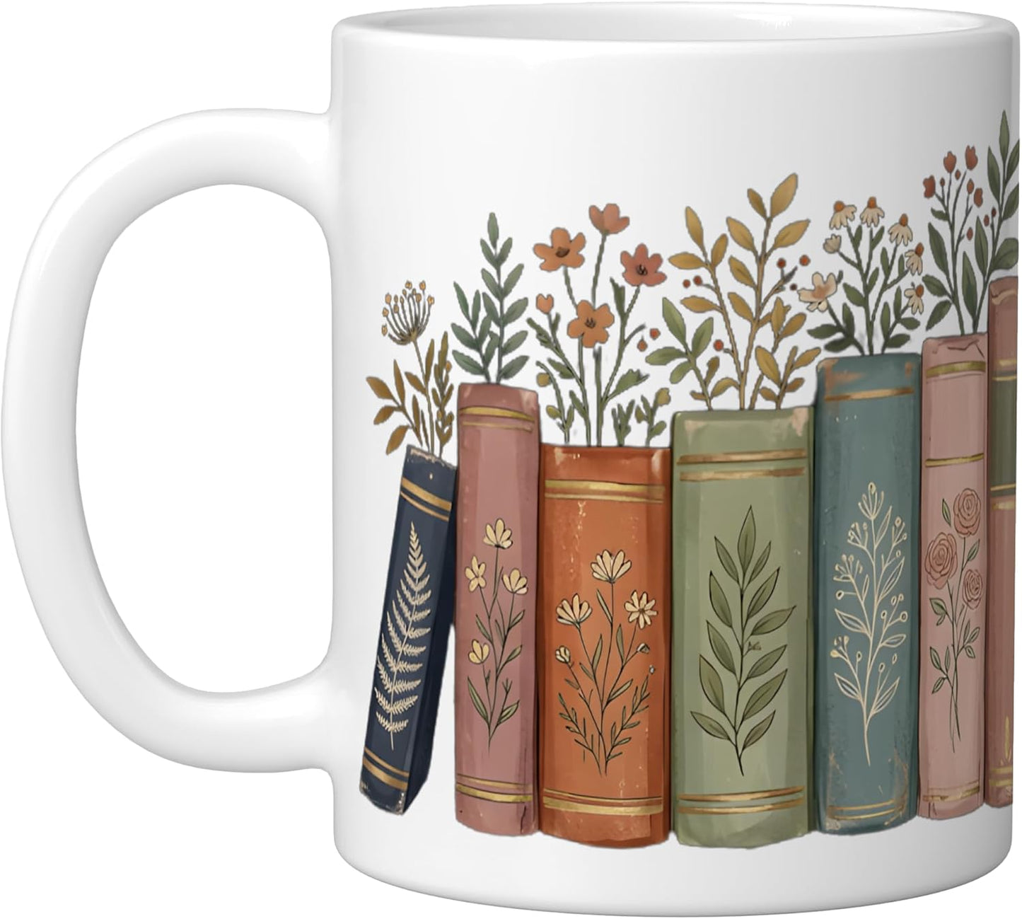 Taza cerámica floral para amantes de libros vintage