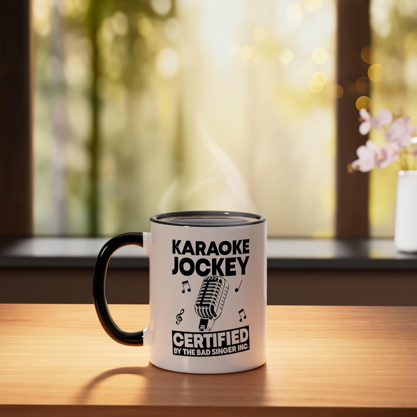 Taza Cerámica Anfitrión Karaoke Negro/Blanco