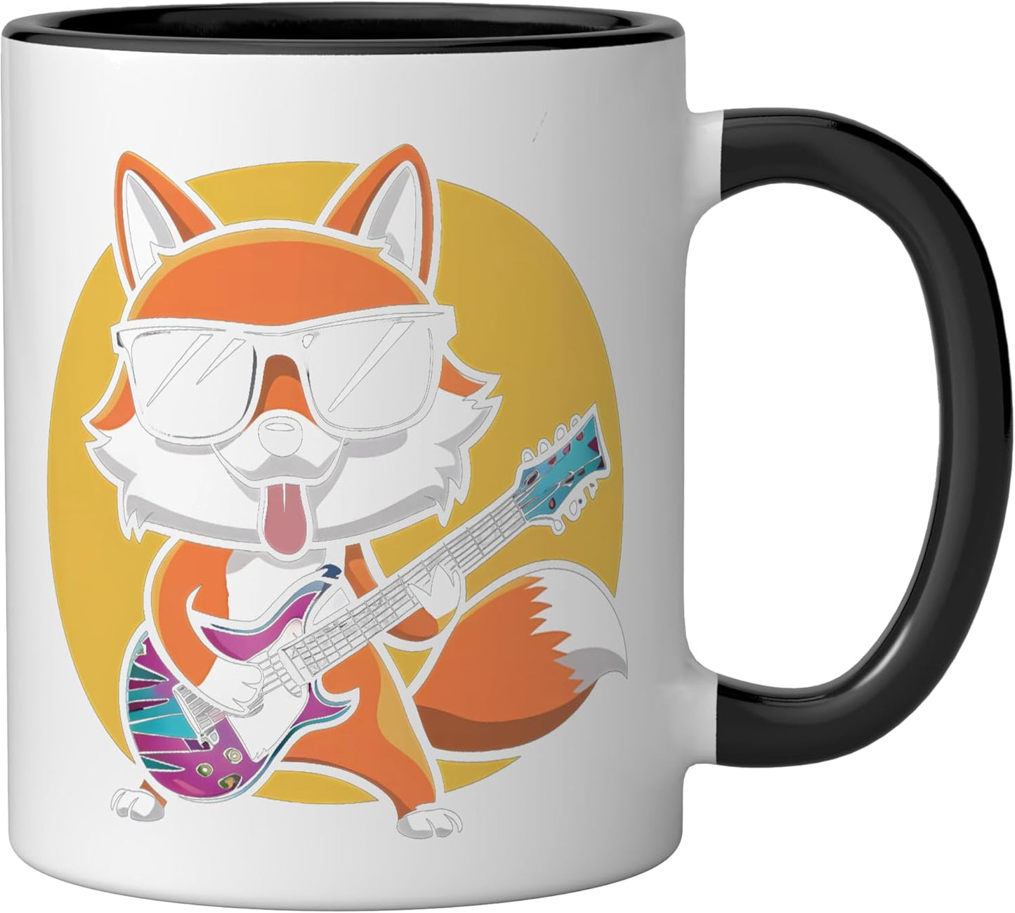 Taza Cerámica Gato con Guitarra Negro/Blanco