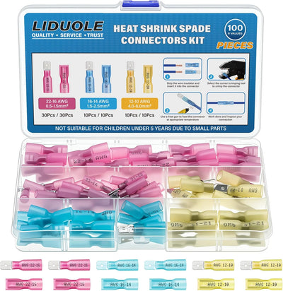 Kit conectores termorretráctiles AWG 100 pzas