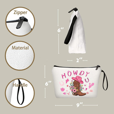 Bolsa maquillaje estilo vaquera retro rosa para mujer