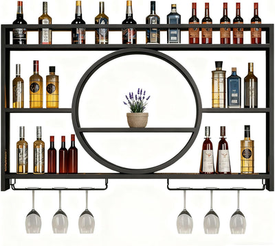 Estante metal para vino flotante soporte copas minimalista