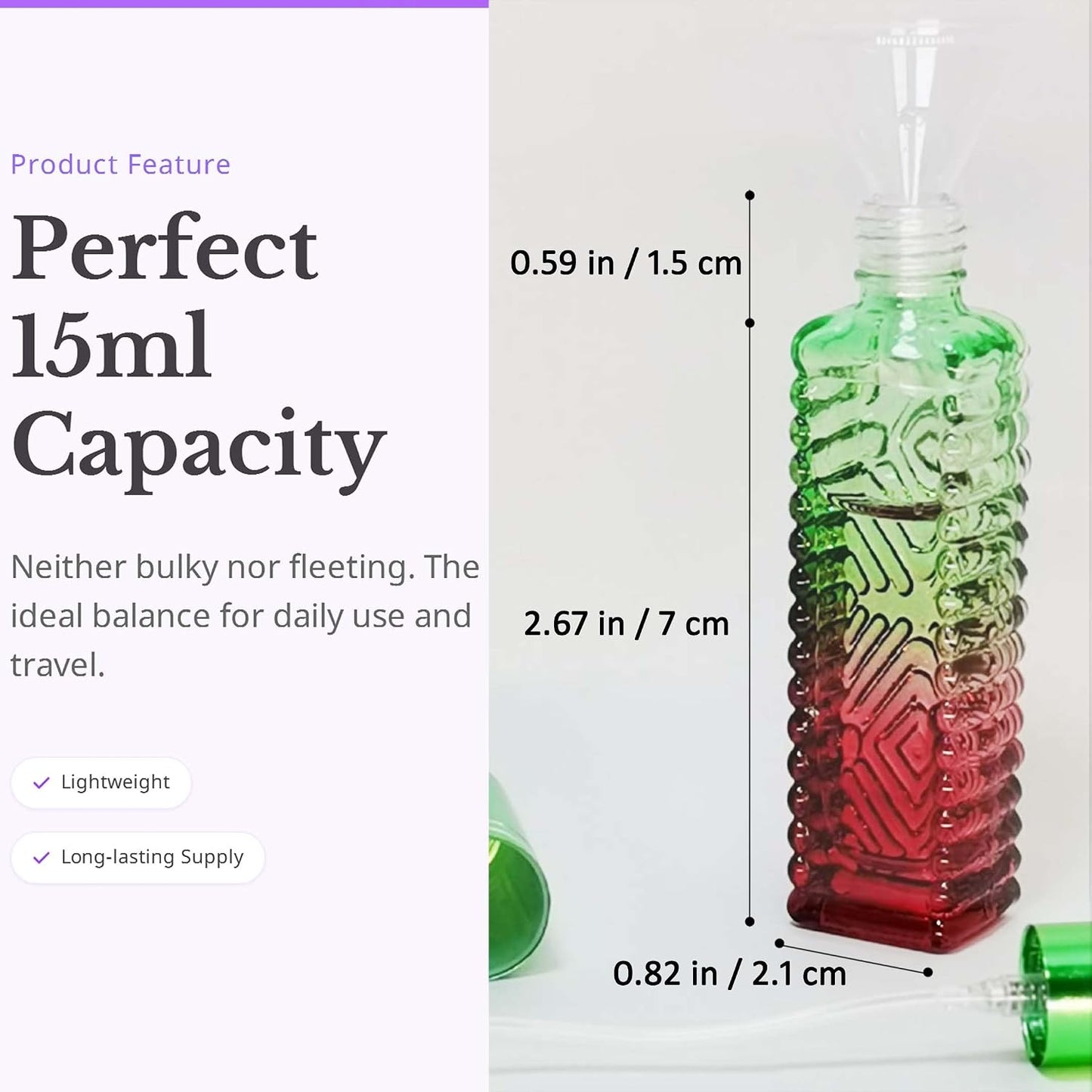 Botella vidrio 0.5oz 4uds vacío reutilizable viaje