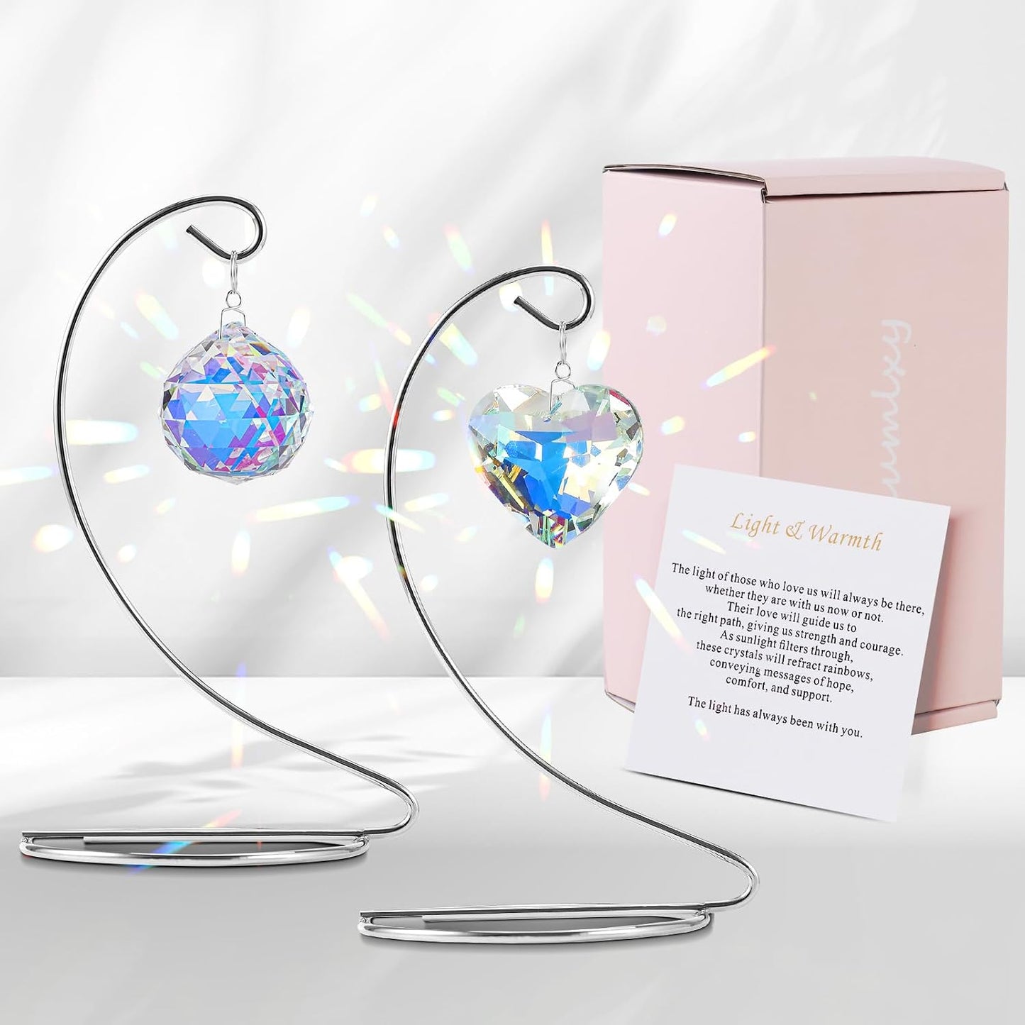 2 Regalos Condolencias Bola Cristal Atrapasoles Corazón