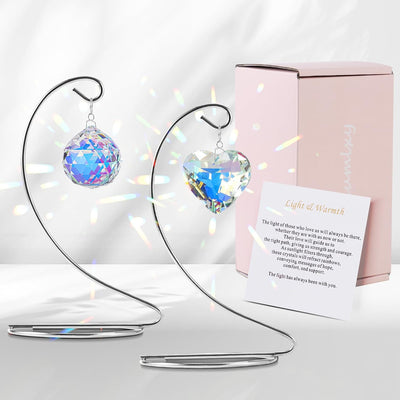 2 Regalos Condolencias Bola Cristal Atrapasoles Corazón