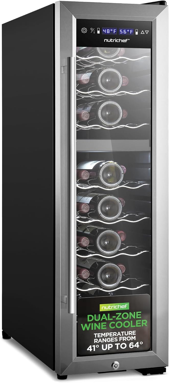 Refrigerador vino NutriChef 24 botellas doble zona 41-64°F