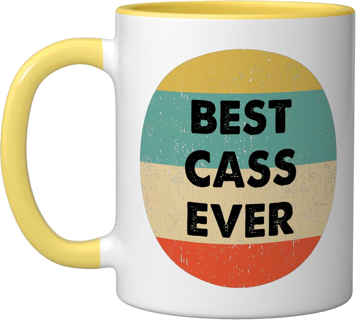 Taza cerámica Cass Name amarillo/blanco
