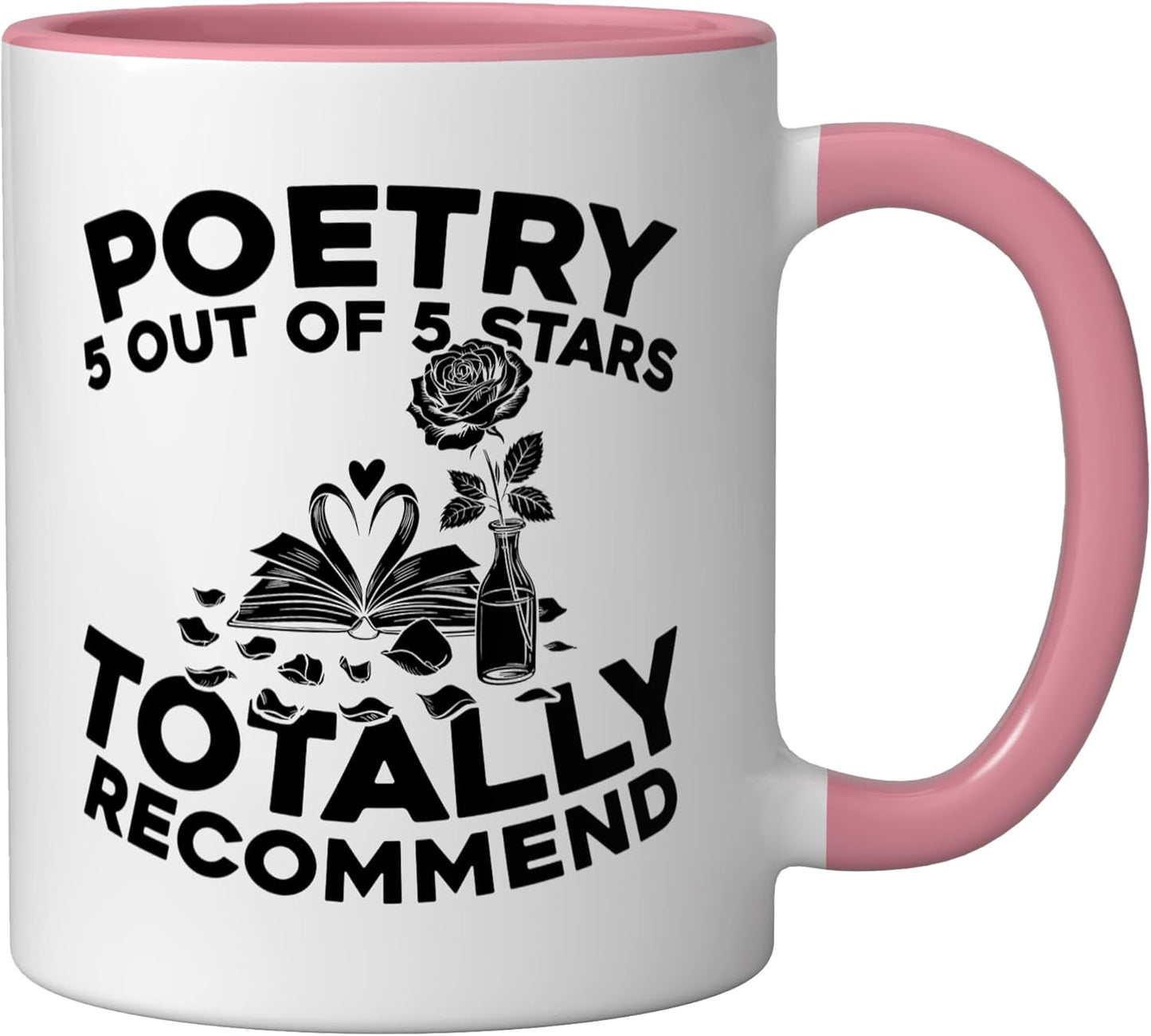 Taza Cerámica Literatura Poesía Rosa/Blanca