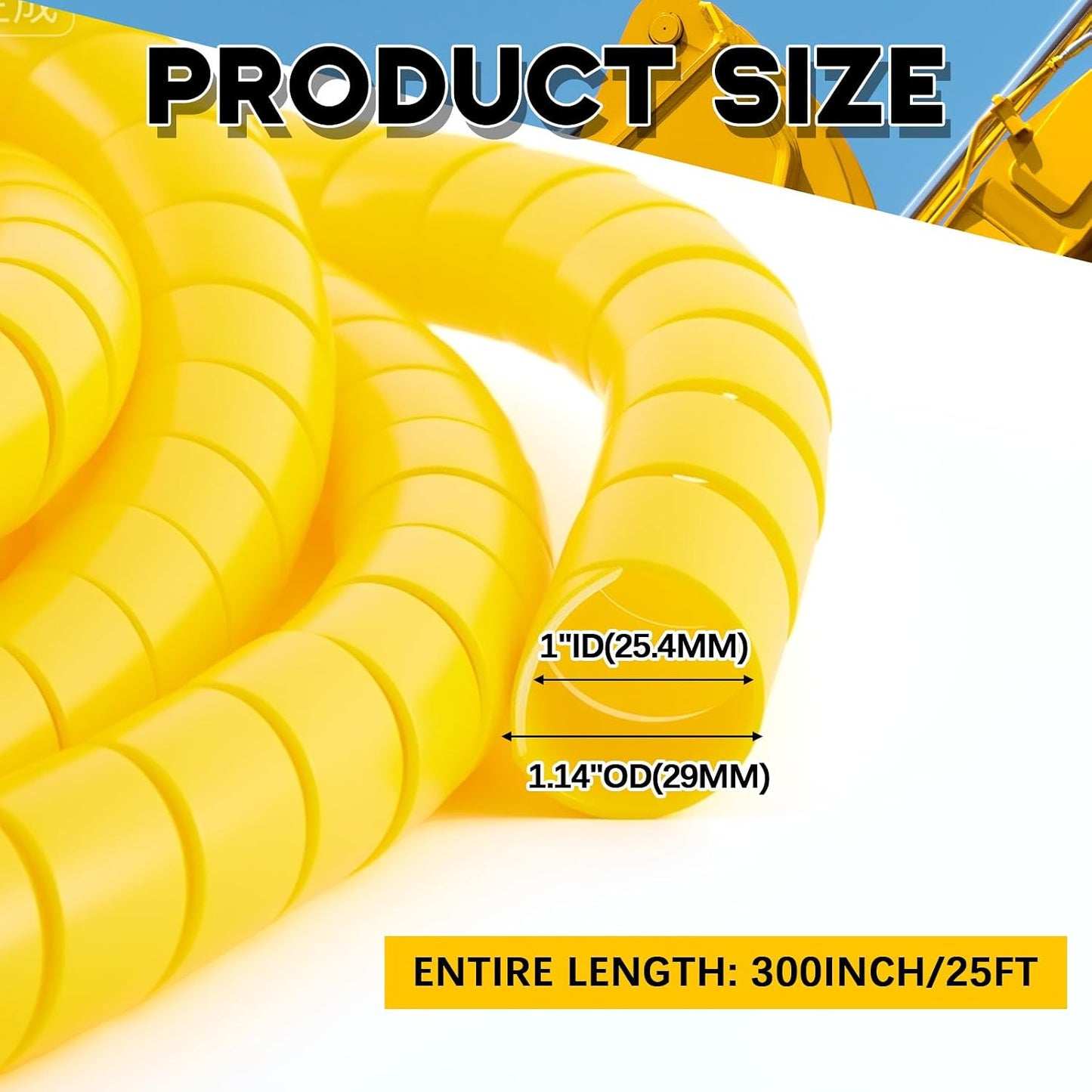 Protector cable espiral 1pulg x 25ft amarillo